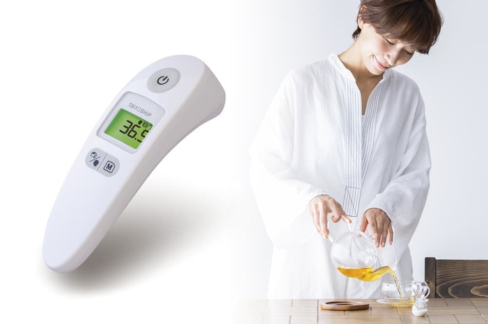 額ではかる体温計イメージ